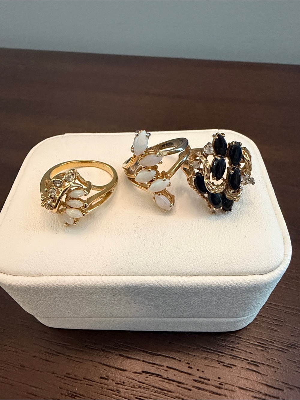 Lot of Gold Plated Vintage Cocktail Rings, size 7